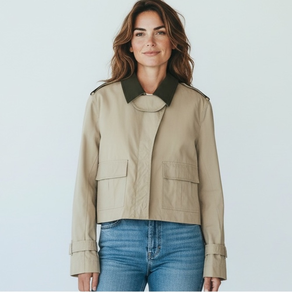 Derek Lam 10 Crosby Anorak Jacket Putty Colored crop fit detachable inner vest 8